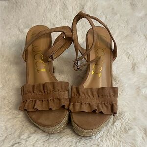 CCOCCI Women's Tan Espadrille Wedges